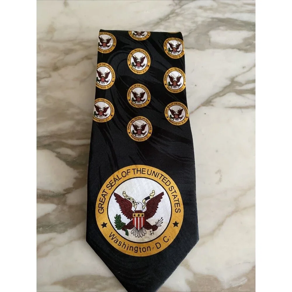 Great‎ Seal Of The United States Tie Black & Gold Patriotic Design By Forever T